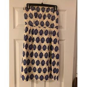 J Crew strapless Navy pattern dress